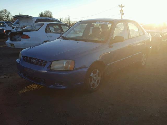 KMHCG45C21U187394 - 2001 HYUNDAI ACCENT GL BLUE photo 2