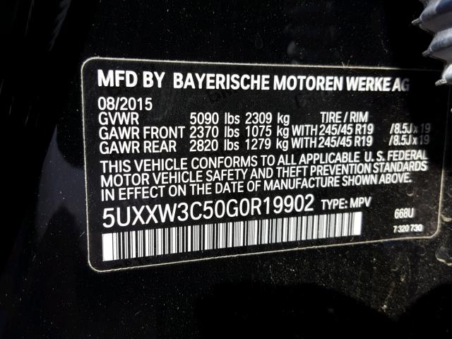 5UXXW3C50G0R19902 - 2016 BMW X4 XDRIVE2 BLACK photo 10
