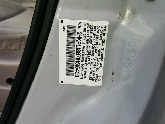 2HKRL18671H515403 - 2001 HONDA ODYSSEY EX SILVER photo 10