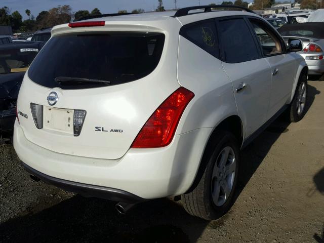 JN8AZ08W65W410720 - 2005 NISSAN MURANO SL WHITE photo 4