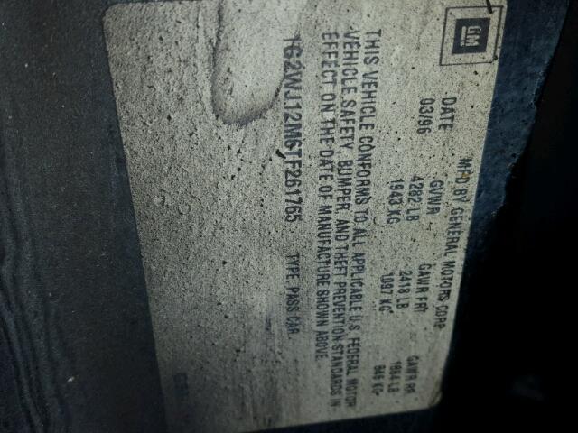 1G2WJ12M6TF261765 - 1996 PONTIAC GRAND PRIX BLACK photo 10