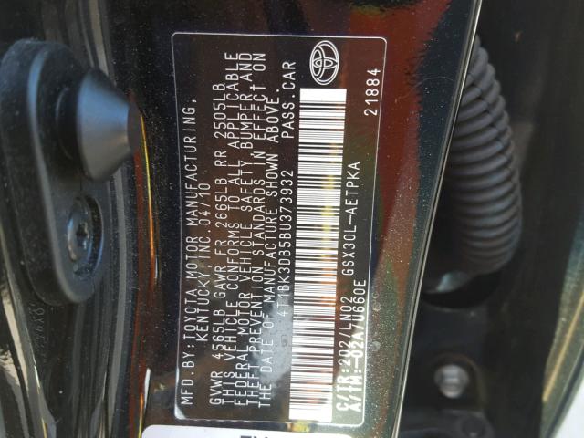 4T1BK3DB5BU373932 - 2011 TOYOTA AVALON BAS Qara foto 10