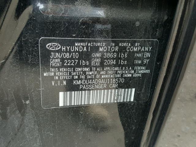 KMHDU4AD9AU118570 - 2010 HYUNDAI ELANTRA BL BLACK photo 10