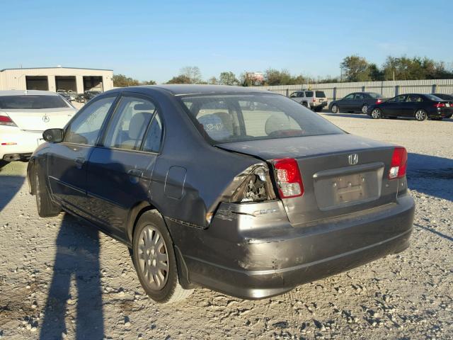 2HGES165X5H569273 - 2005 HONDA CIVIC LX GRAY photo 3