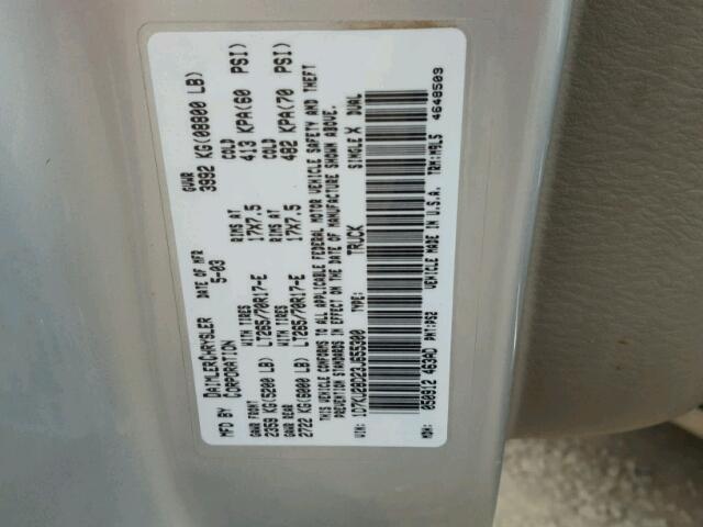 1D7KU28D23J655300 - 2003 DODGE RAM 2500 S SILVER photo 10