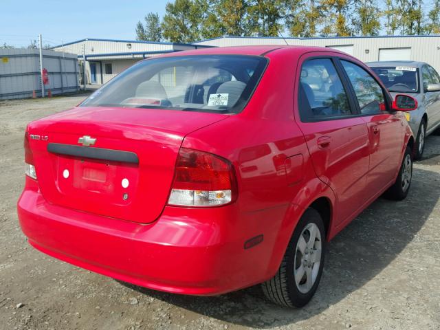 KL1TD52645B431198 - 2005 CHEVROLET AVEO BASE Қызыл фото 4