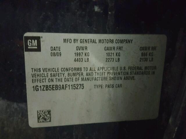 1G1ZB5EB9AF115275 - 2010 CHEVROLET MALIBU LS 蓝色 照片 10