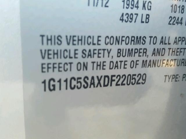 1G11C5SAXDF220529 - 2013 CHEVROLET MALIBU 1LT 银色 照片 10