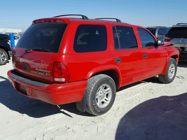 1D4HR48Z23F543406 - 2003 DODGE DURANGO SL RED photo 4