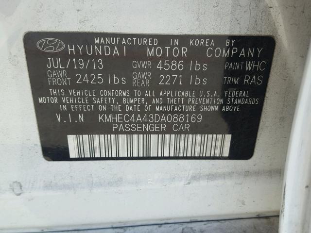 KMHEC4A43DA088169 - 2013 HYUNDAI SONATA HYB WHITE photo 10