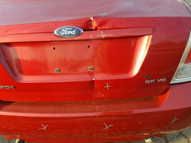 3FAFP07116R188627 - 2006 FORD FUSION SE RED photo 9