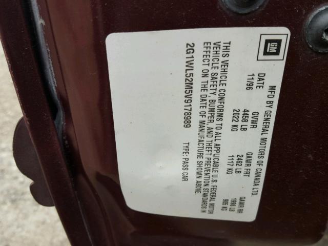 2G1WL52M5V9178989 - 1997 CHEVROLET LUMINA BAS 红色 照片 10