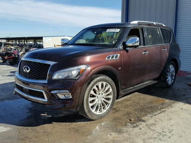 JN8AZ2NF6F9572587 - 2015 INFINITI QX80 PURPLE photo 2