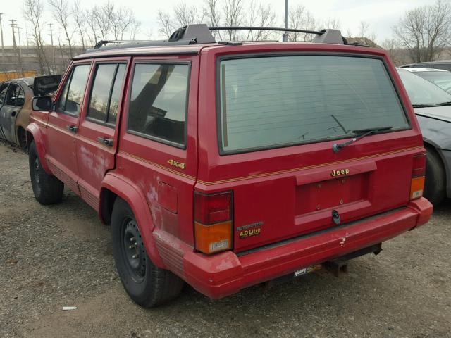 1J4FJ78S6NL178259 - 1992 JEEP CHEROKEE L RED photo 3