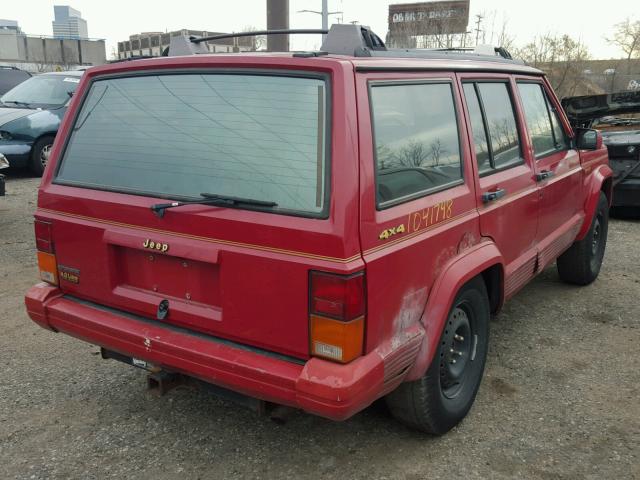 1J4FJ78S6NL178259 - 1992 JEEP CHEROKEE L RED photo 4