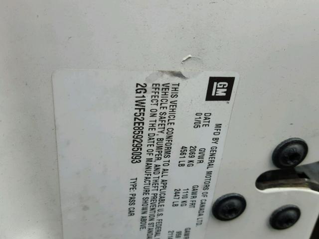 2G1WF52E859295093 - 2005 CHEVROLET IMPALA 白色 照片 10