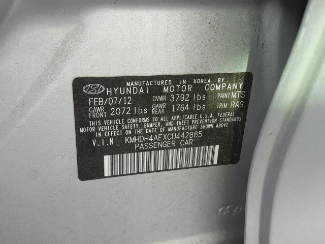 KMHDH4AEXCU442885 - 2012 HYUNDAI ELANTRA GL SILVER photo 10