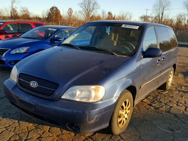 KNDUP132956703763 - 2005 KIA SEDONA EX BLUE photo 2