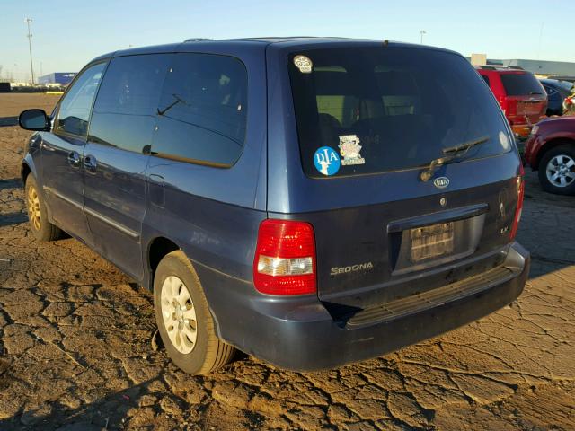 KNDUP132956703763 - 2005 KIA SEDONA EX BLUE photo 3