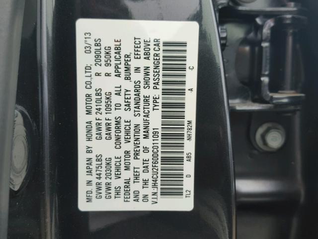 JH4CU2F60DC011091 - 2013 ACURA TSX TECH BLACK photo 10