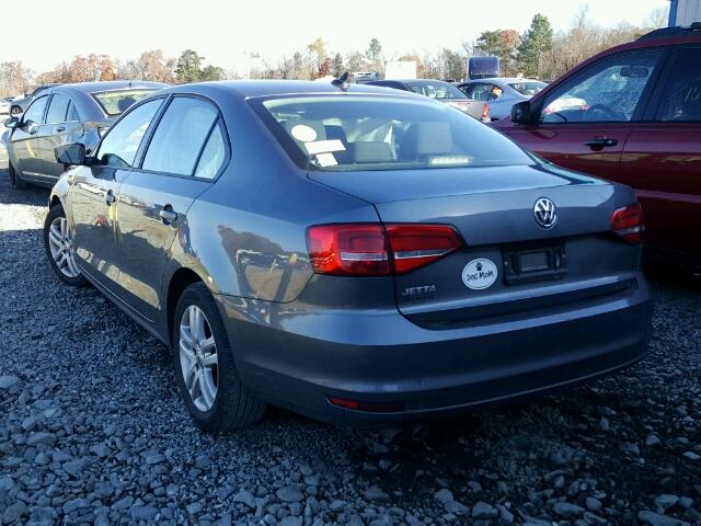 3VW2K7AJ4FM227035 - 2015 VOLKSWAGEN JETTA BASE GRAY photo 3