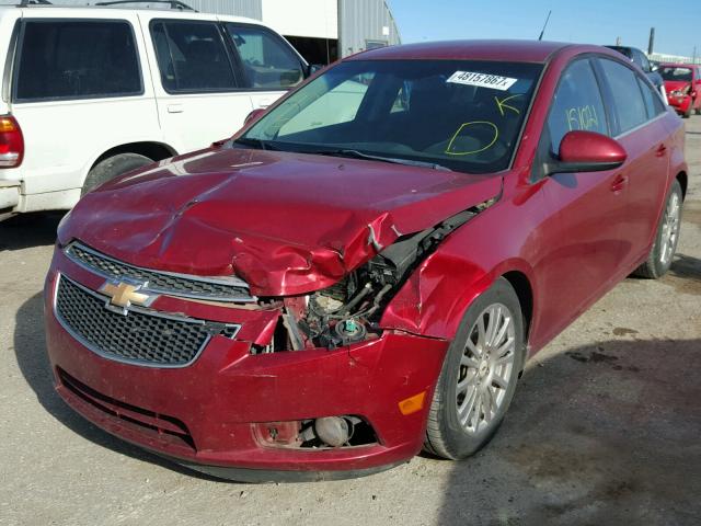 1G1PJ5S96B7246946 - 2011 CHEVROLET CRUZE ECO RED photo 2