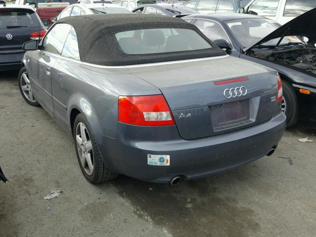 WAUDT48H65K005321 - 2005 AUDI A4 QUATTRO GRAY photo 3