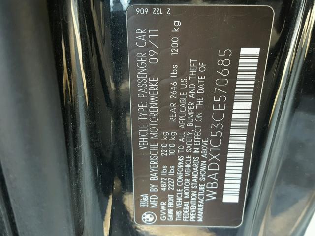 WBADX1C53CE570685 - 2012 BMW 335 I SULE BLACK photo 10