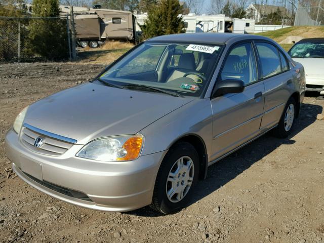 2HGES16581H538906 - 2001 HONDA CIVIC LX TAN photo 2