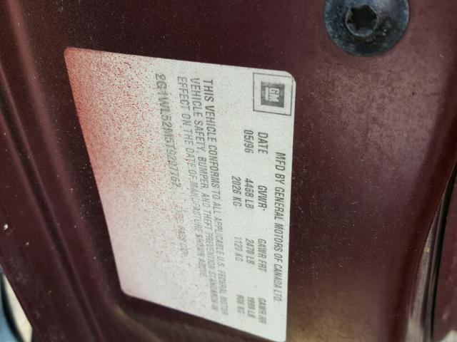 2G1WL52M7W9318722 - 1998 CHEVROLET LUMINA BAS MAROON photo 10