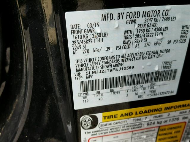 5LMJJ2JT9FEJ10569 - 2015 LINCOLN NAVIGATOR 黑色 照片 10