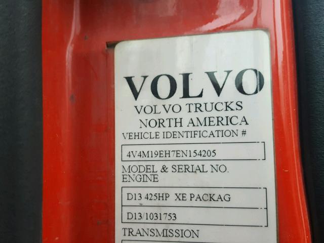 4V4M19EH7EN154205 - 2014 VOLVO VN VNM RED photo 10