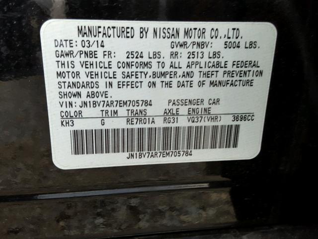 JN1BV7AR7EM705784 - 2014 INFINITI Q50 BASE Чорний фото 10