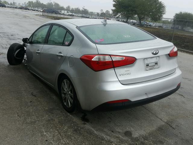 KNAFX4A69E5080454 - 2014 KIA FORTE LX SILVER photo 3