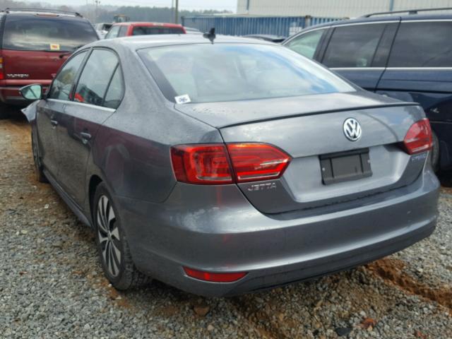 3VW637AJ0DM299667 - 2013 VOLKSWAGEN JETTA HYBR GRAY photo 3