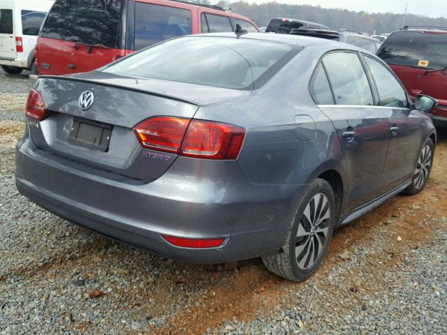 3VW637AJ0DM299667 - 2013 VOLKSWAGEN JETTA HYBR GRAY photo 4