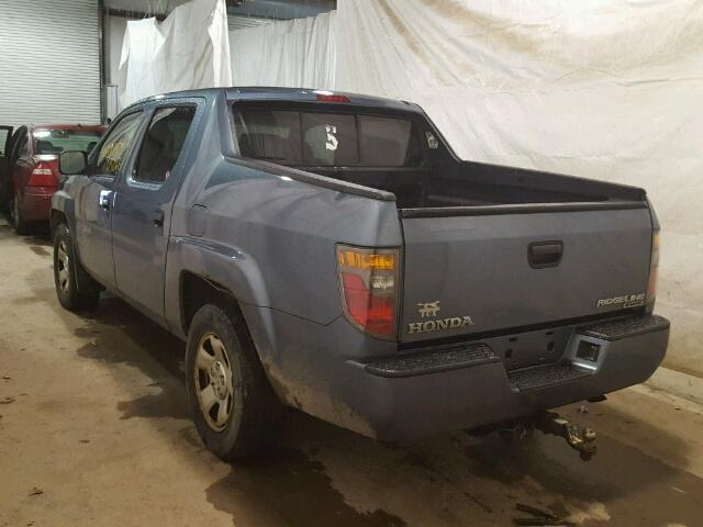 2HJYK16288H536807 - 2008 HONDA RIDGELINE BLUE photo 3