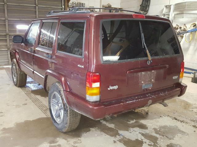 1J4FF58S2YL223964 - 2000 JEEP CHEROKEE C BURGUNDY photo 3