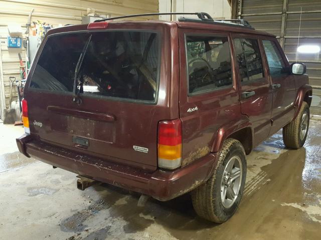 1J4FF58S2YL223964 - 2000 JEEP CHEROKEE C BURGUNDY photo 4