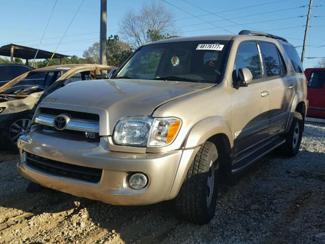 5TDZT34A35S251232 - 2005 TOYOTA SEQUOIA SR GOLD photo 2