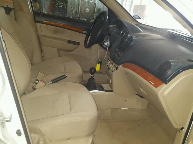 KL1TD66E59B625395 - 2009 CHEVROLET AVEO LS WHITE photo 5