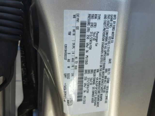 1FADP3F22FL282940 - 2015 FORD FOCUS SE SILVER photo 10