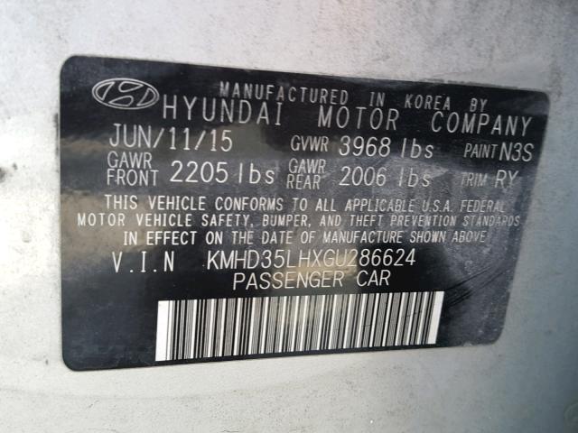 KMHD35LHXGU286624 - 2016 HYUNDAI ELANTRA GT SILVER photo 10