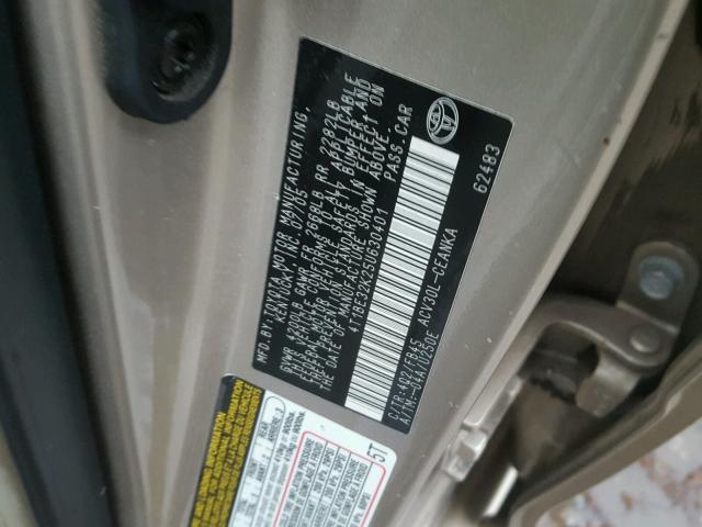 4T1BE32K25U630401 - 2005 TOYOTA CAMRY LE 米色 照片 10