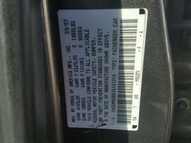 1HGCM56897A141019 - 2007 HONDA ACCORD EX TAN photo 10