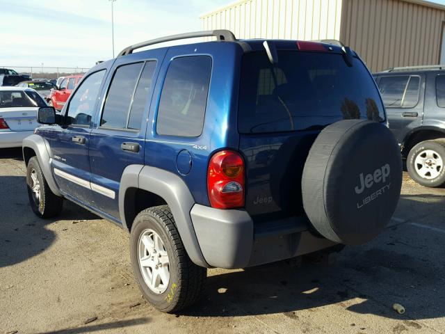 1J4GL48K62W251893 - 2002 JEEP LIBERTY SP BLUE photo 3