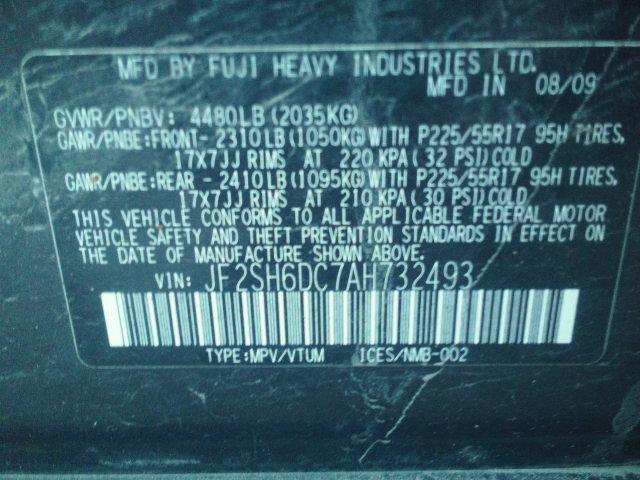 JF2SH6DC7AH732493 - 2010 SUBARU FORESTER 2 GRAY photo 10