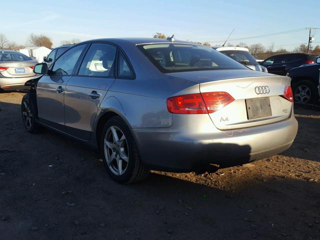 WAULF78K59N035415 - 2009 AUDI A4 2.0T QU GRAY photo 3