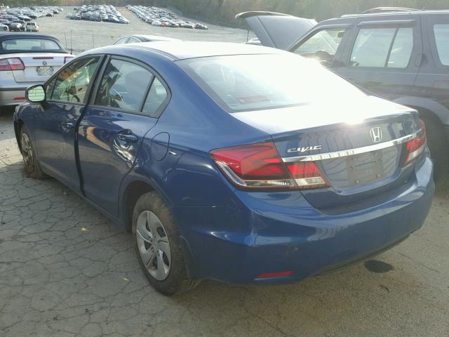 19XFB2F58DE060026 - 2013 HONDA CIVIC LX BLUE photo 3