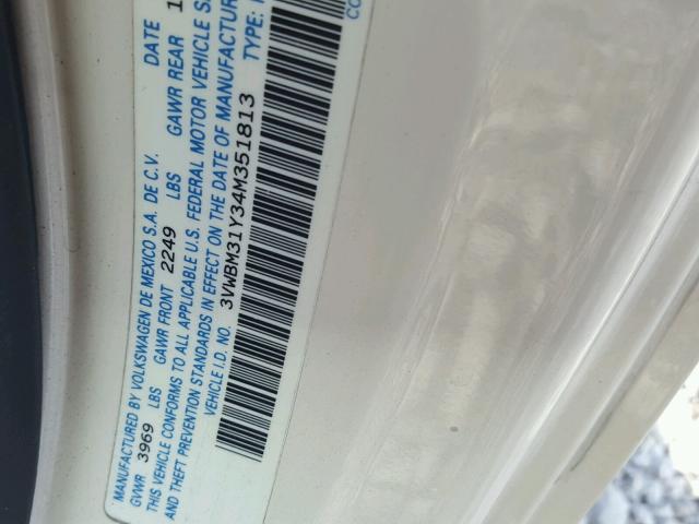 3VWBM31Y34M351813 - 2004 VOLKSWAGEN NEW BEETLE 白色 照片 10